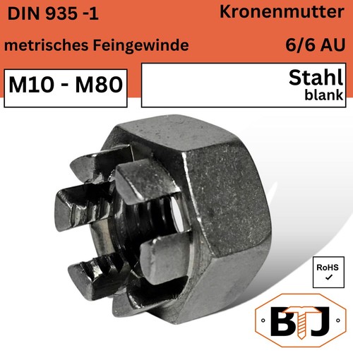 Din935 kronenmutter - kronenmutter, m